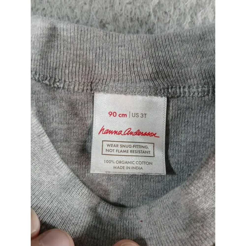 Hanna Andersson Pajamas Set 90 US 3T Gray Christmas Trees Winter Organic Cotton